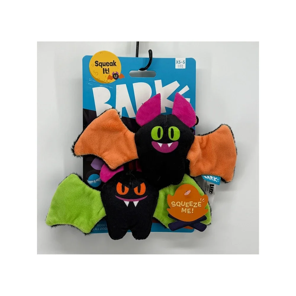 Lot of 2 Bark Screech and Squeak Bat Dog Toys 2pk Halloween Plush